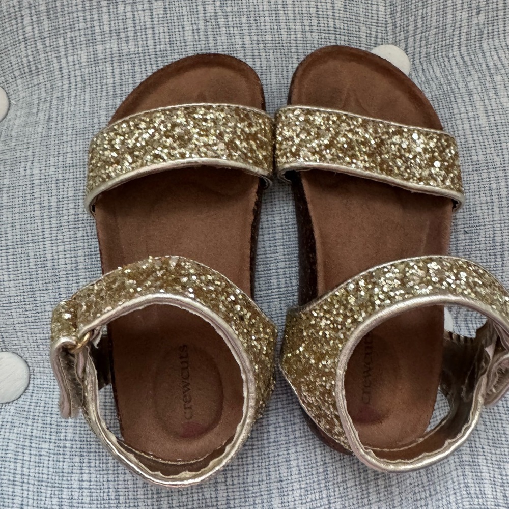 J crew crewcuts Gold Glitter Kids Sandals size 9